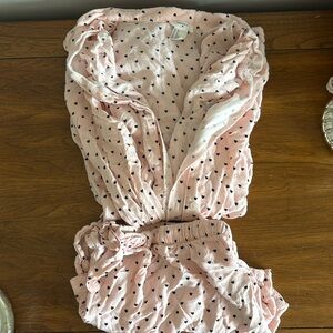 Light pink black hearts pj set